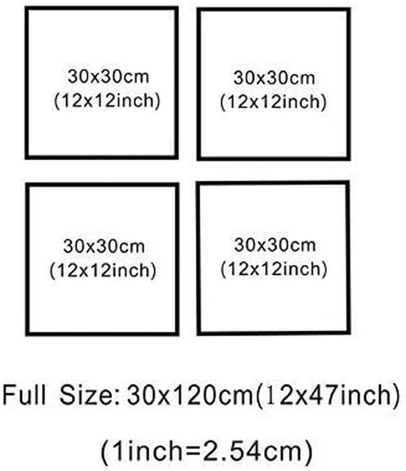 Four Seasons Landscape Tree Canvas Wall Art – 4-Panel Spring, Summer, Autumn, Winter Modern Giclée Prints, Stretched and Framed