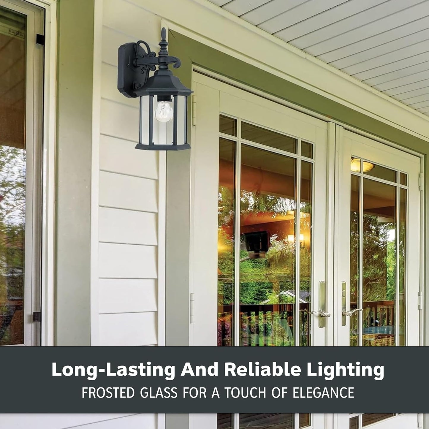 Devonshire 14" Black Outdoor Wall Mount Lantern Sconce – Clear Glass Porch Light for Patio/Deck