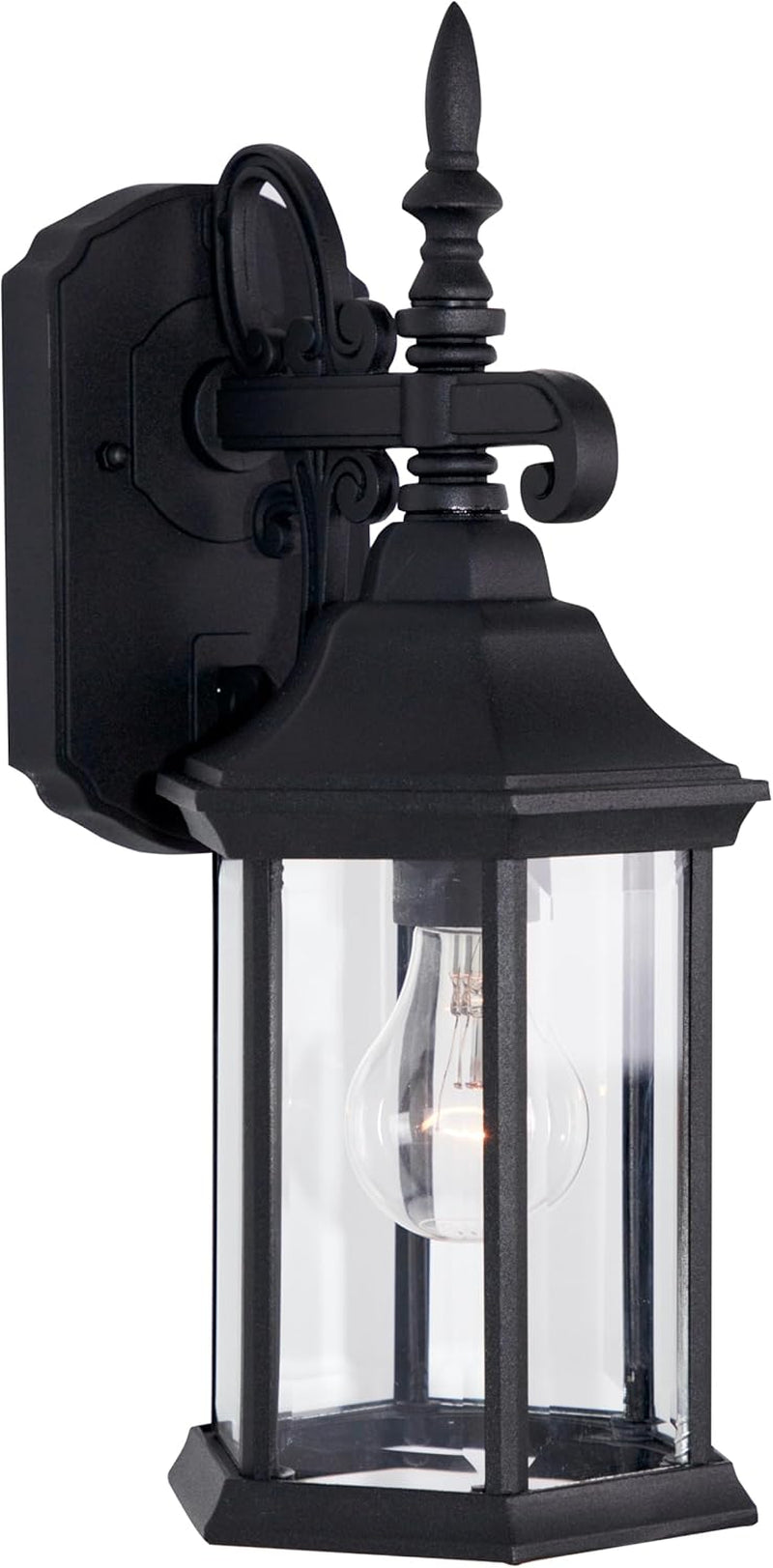 Devonshire 14" Black Outdoor Wall Mount Lantern Sconce – Clear Glass Porch Light for Patio/Deck
