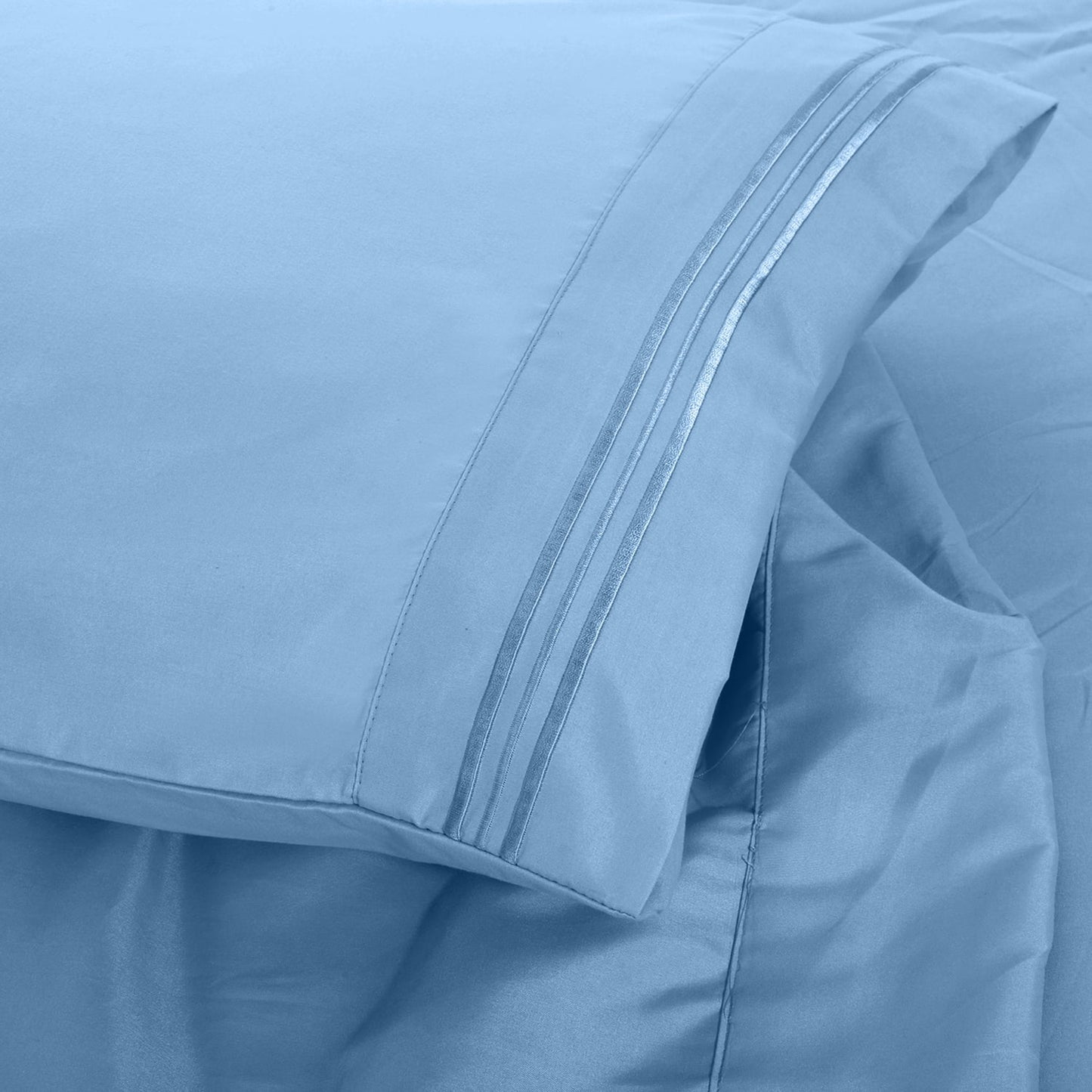 Lux Decor Collection 6-Piece King Size Sheet Set – Deep Pocket Microfiber Bedding with 16" Fitted Sheets, Blue