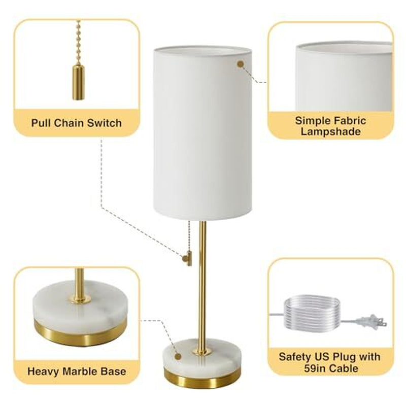 Set of 2 Gold Table Lamps for Bedroom – Elegant Bedside and Nightstand Lighting