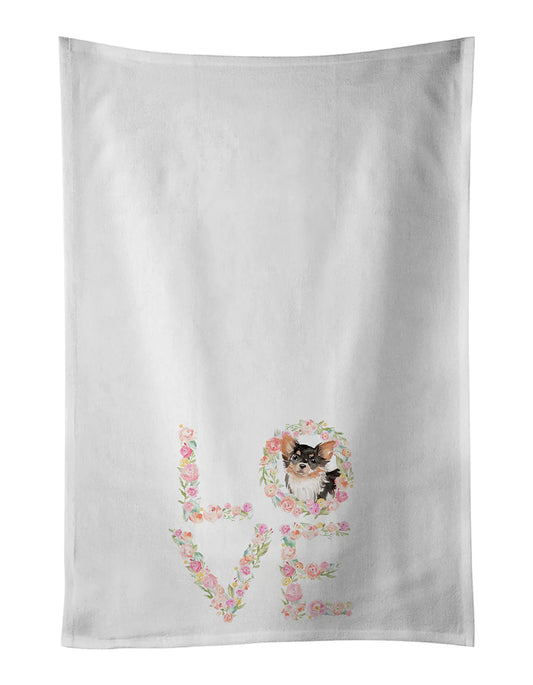 Black Tan Longhaired Chihuahua Love Kitchen Towel Set of 2