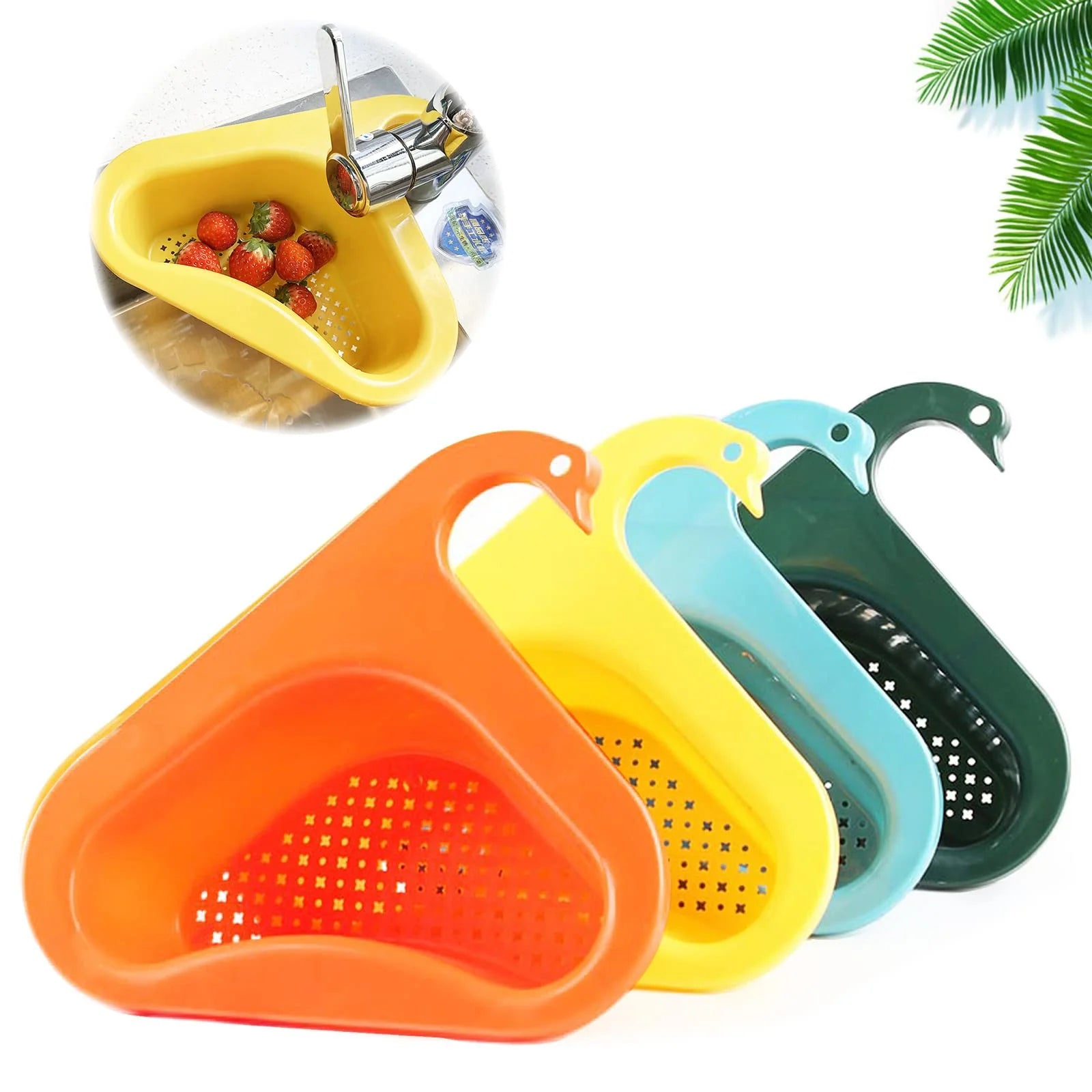 Household Sink Hanging Fruit and Vegetable Filter Water Drain Basket Kitchen Dry and Wet Separation Swan Drain Basket