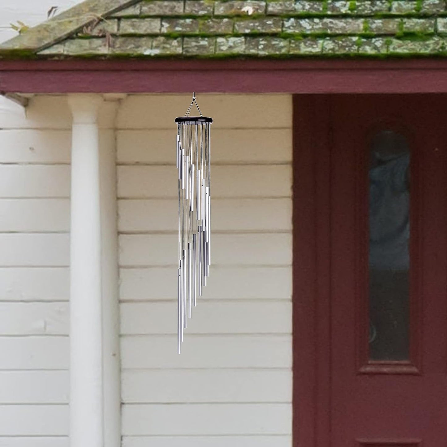 Large 36" Silver Aluminum Alloy Wind Chimes – 18 Tubes with Hooks for Patio Decor