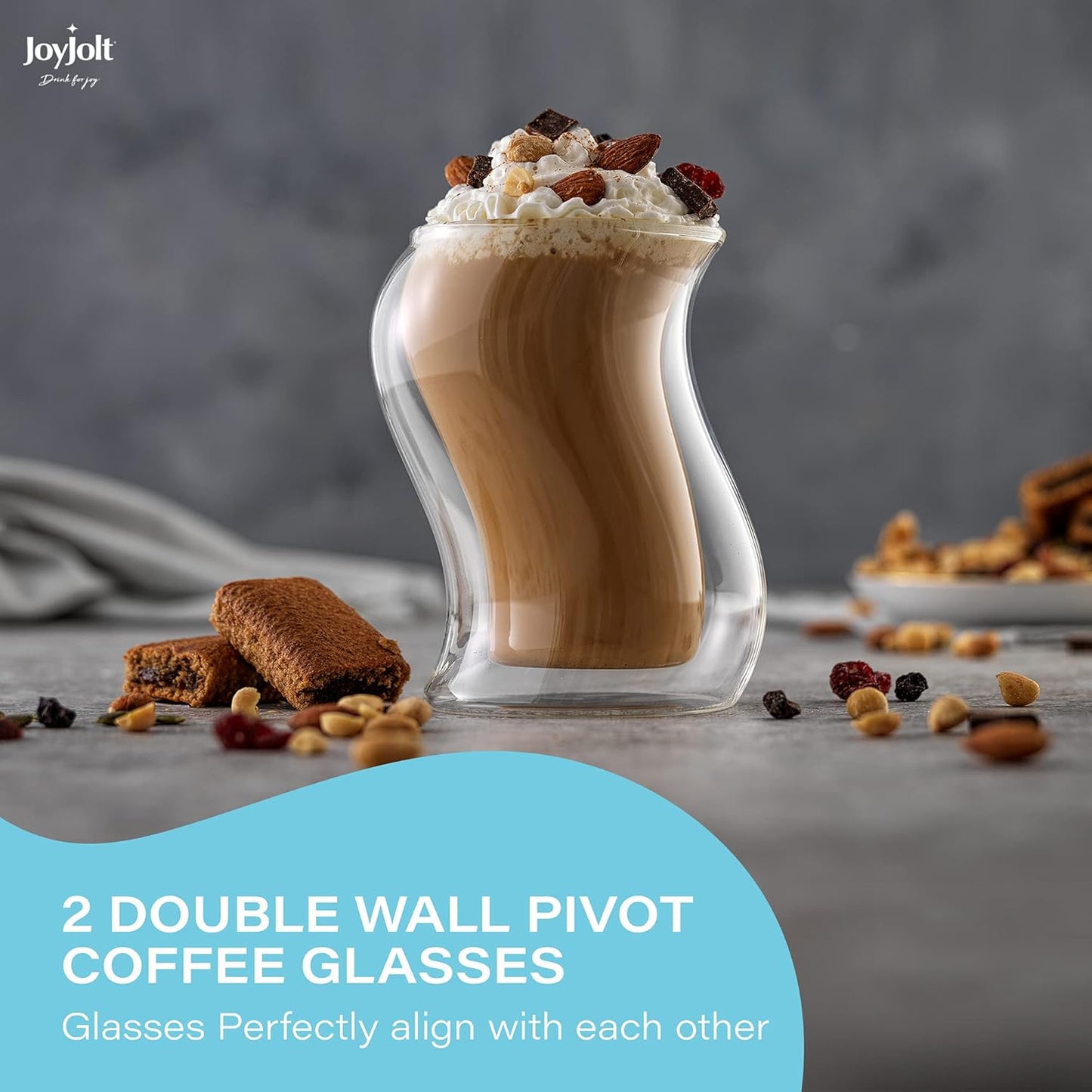 Pivot Set of 2 Double Insulated Tumblers – 13.5 oz Elegant Glasses for Coffee, Tea & Cold Beverages