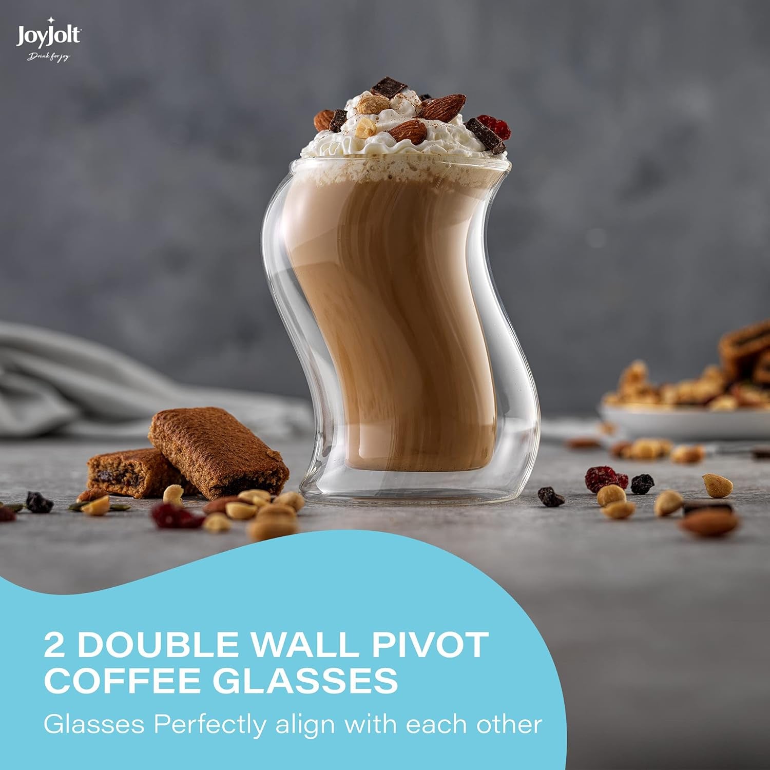 Pivot Set of 2 Double Insulated Tumblers – 13.5 oz Elegant Glasses for Coffee, Tea & Cold Beverages