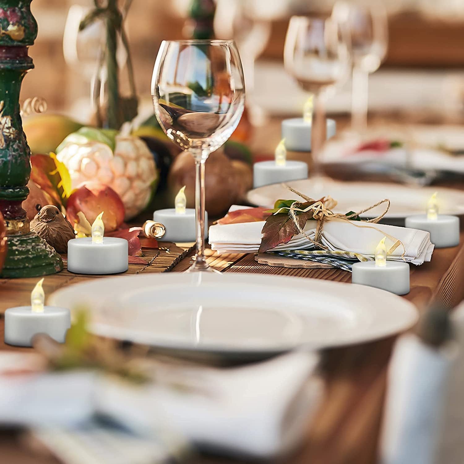 24-Pack Flameless LED Tea Light Candles – Realistic Flickering Battery-Operated Tealights in White for Parties, Decor & Gift Ideas