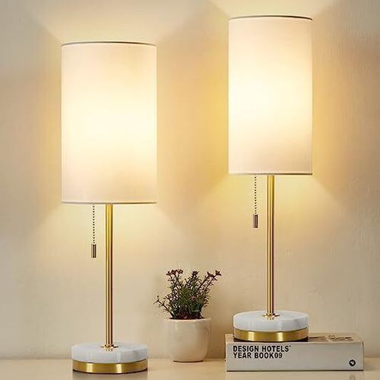 Set of 2 Gold Table Lamps for Bedroom – Elegant Bedside and Nightstand Lighting