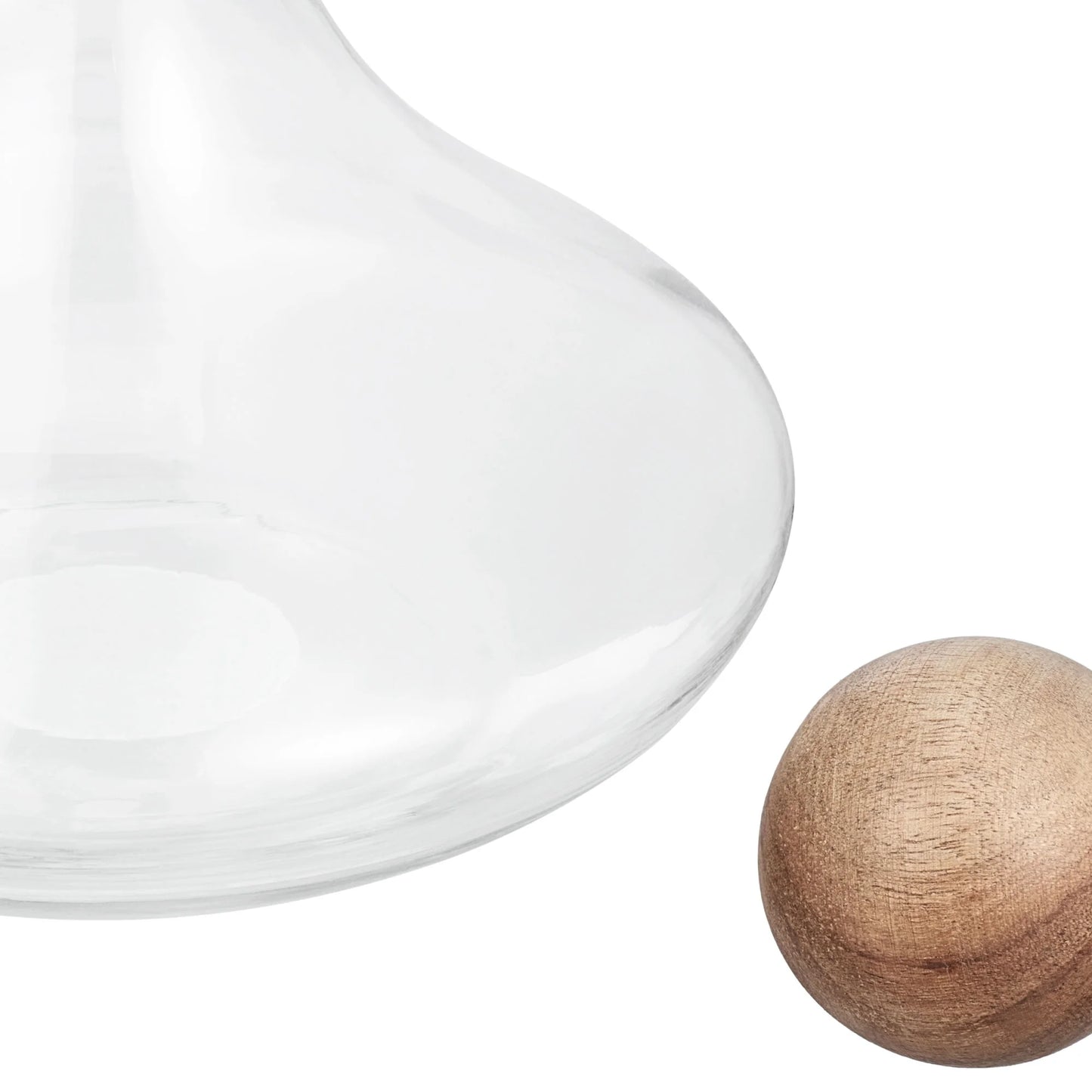 Glass Wine Decanter with Wooden Sphere Stopper – 85 oz Capacity