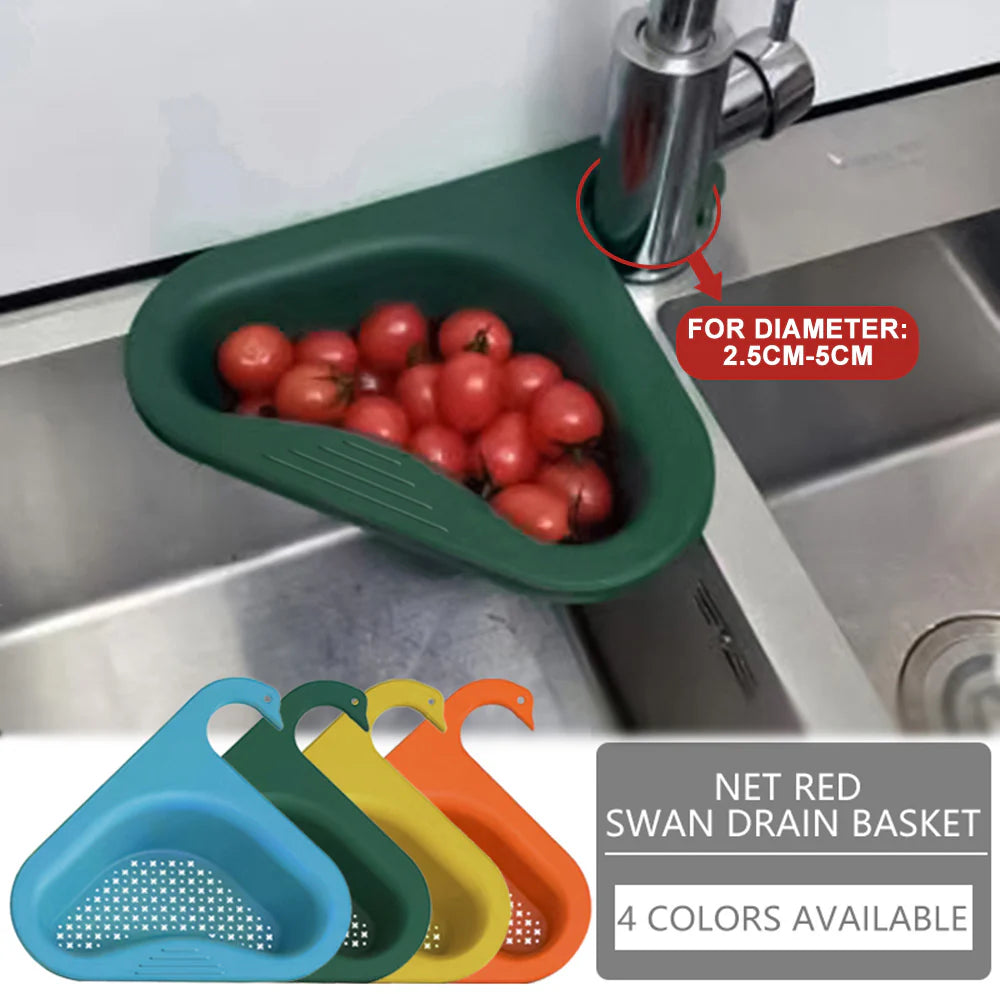 Household Sink Hanging Fruit and Vegetable Filter Water Drain Basket Kitchen Dry and Wet Separation Swan Drain Basket