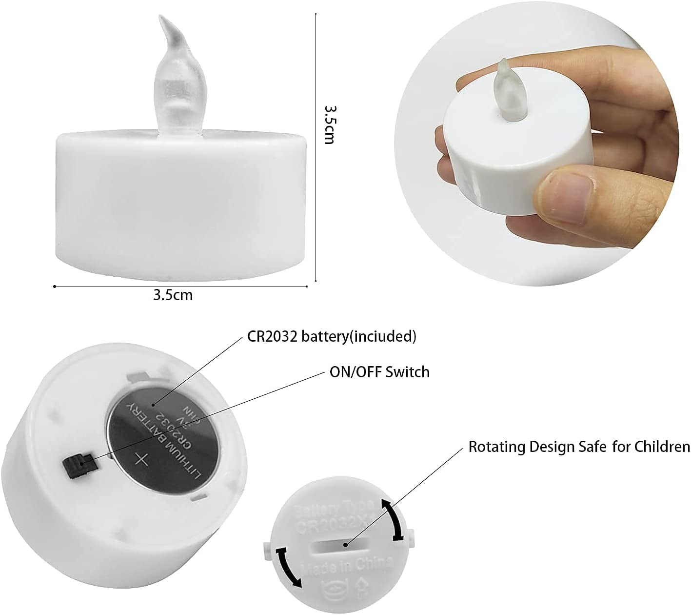 24-Pack Flameless LED Tea Light Candles – Realistic Flickering Battery-Operated Tealights in White for Parties, Decor & Gift Ideas