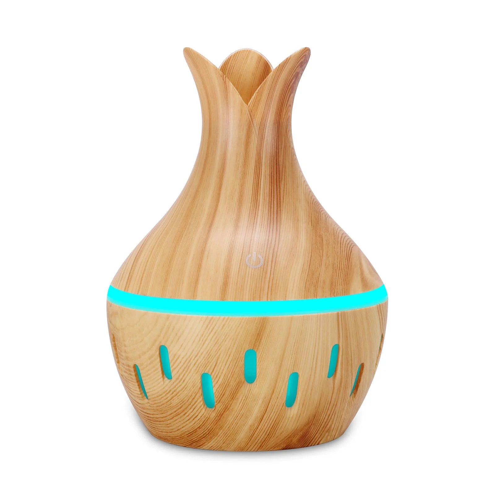 130ml LED Essential Oil Diffuser & Humidifier – Wood Grain Vase Design for Bedroom Aromatherapy, Yellow