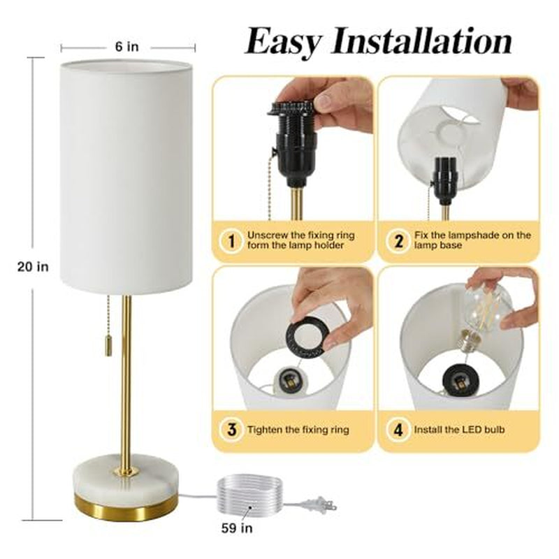 Set of 2 Gold Table Lamps for Bedroom – Elegant Bedside and Nightstand Lighting