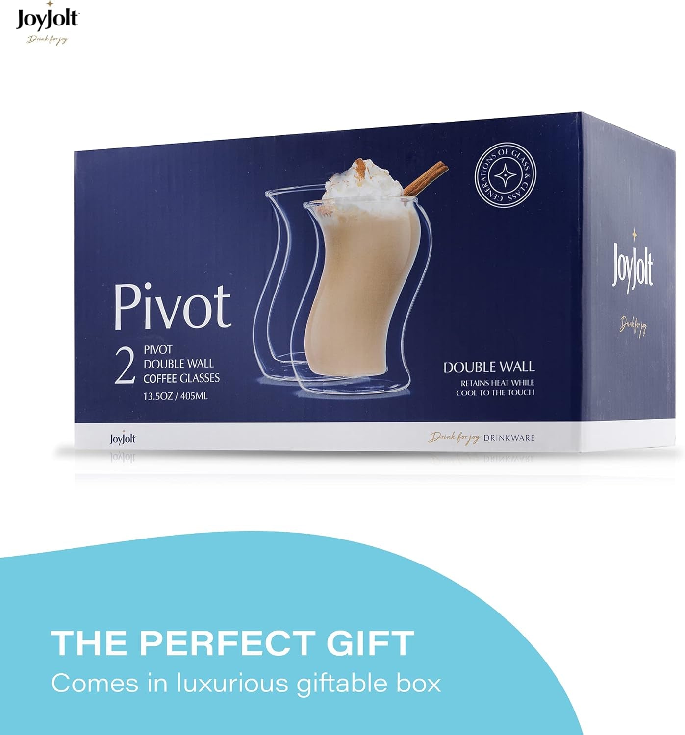 Pivot Set of 2 Double Insulated Tumblers – 13.5 oz Elegant Glasses for Coffee, Tea & Cold Beverages