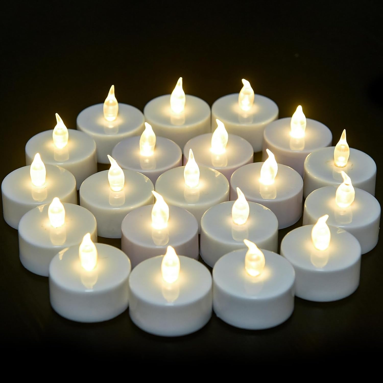 24-Pack Flameless LED Tea Light Candles – Realistic Flickering Battery-Operated Tealights in White for Parties, Decor & Gift Ideas