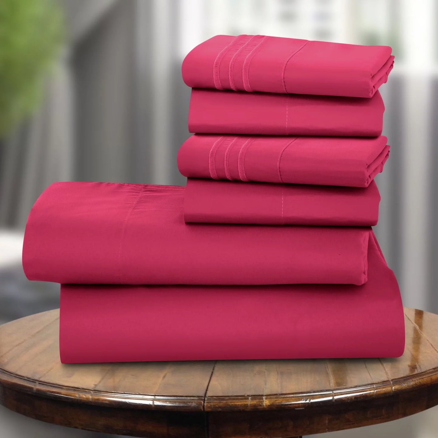 Lux Decor Collection Twin Size Bed Sheet Set – Soft Brushed Microfiber, Deep Pocket, Wrinkle-Resistant, Burgundy