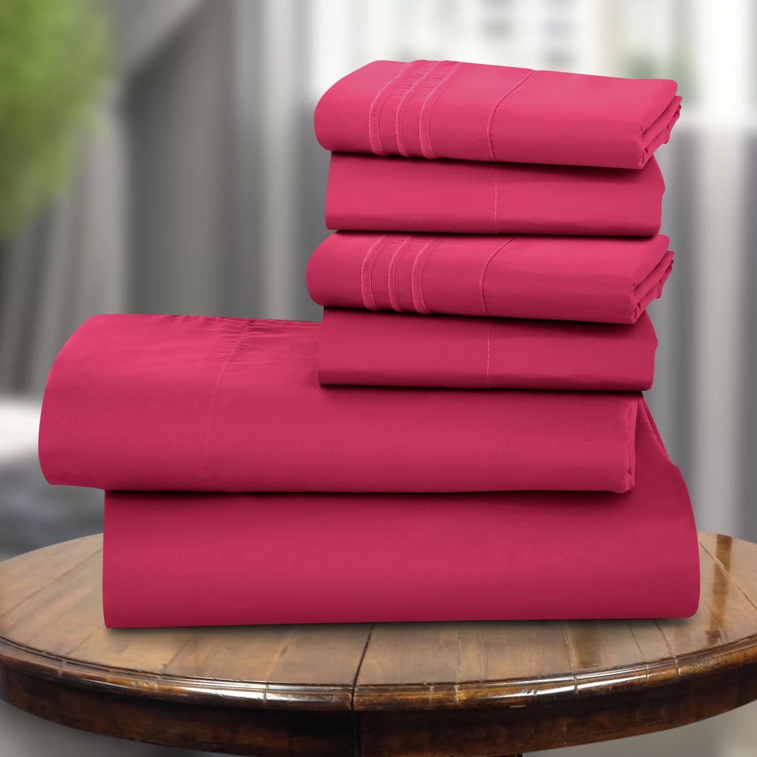 Lux Decor Collection Twin Size Bed Sheet Set – Soft Brushed Microfiber, Deep Pocket, Wrinkle-Resistant, Burgundy
