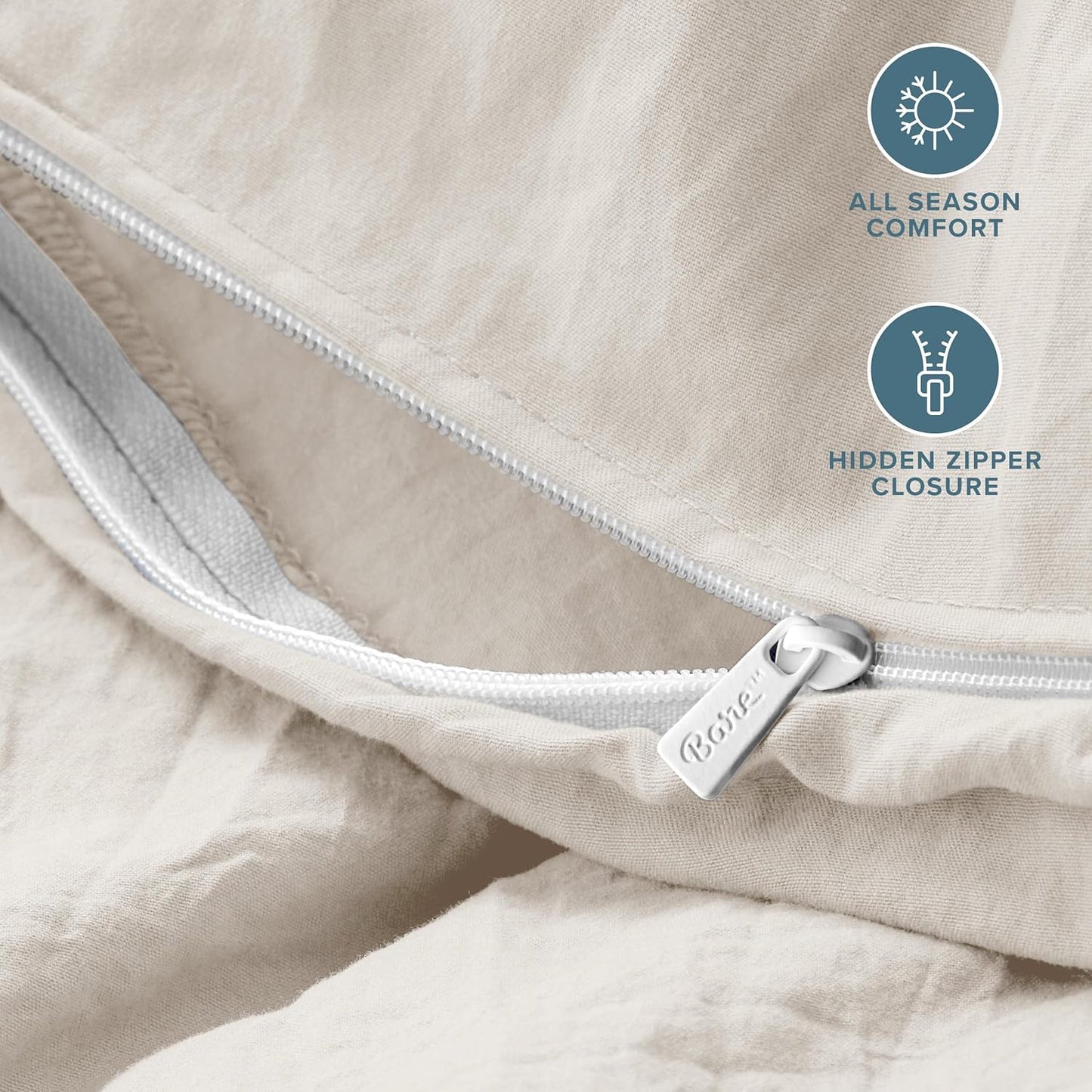 Ultra Soft Washed Microfiber Duvet Cover Set – Twin/Twin XL, Linen-Like Look with Zipper Closure, Corner Ties & 1 Standard Pillow Sham (Fog Gray)