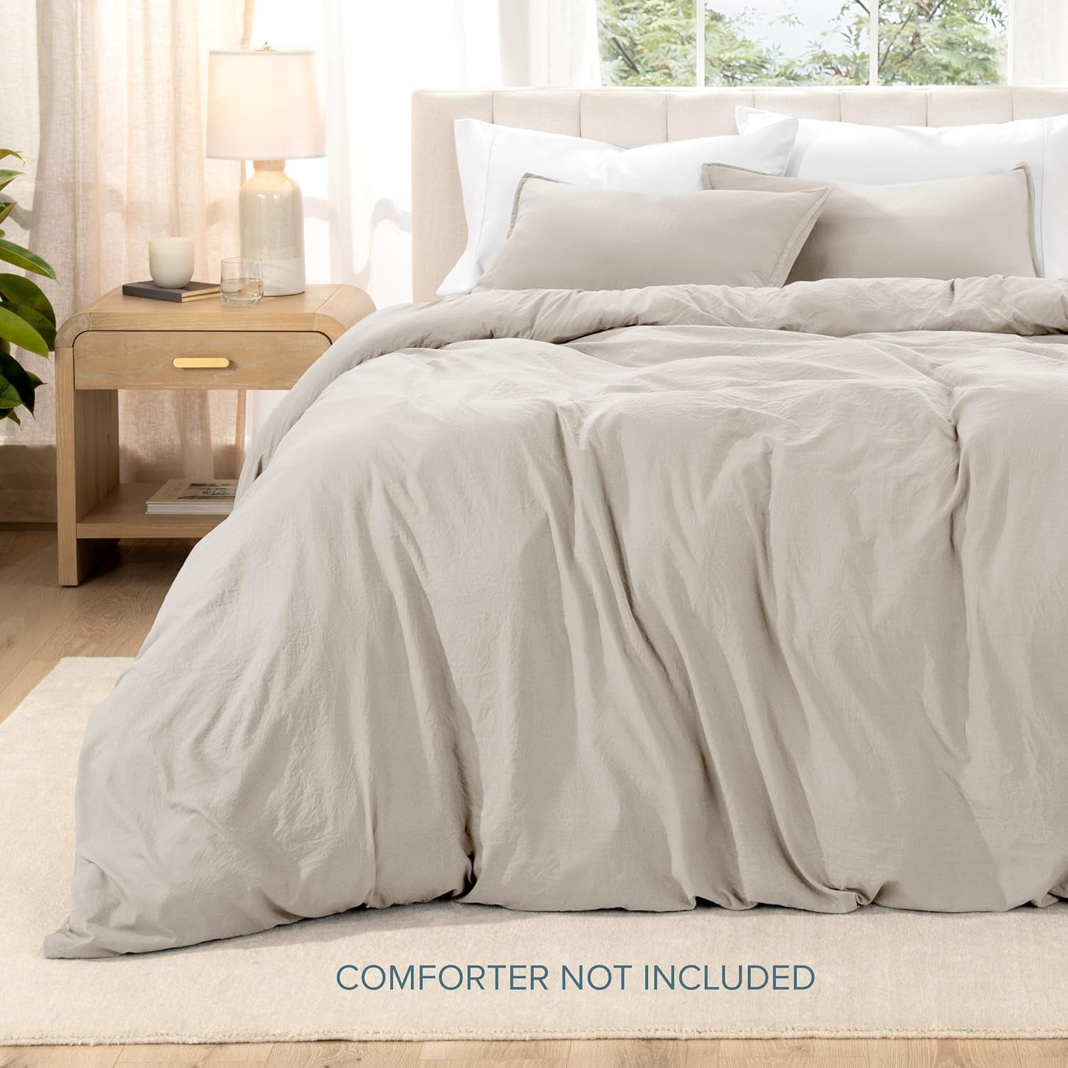 Ultra Soft Washed Microfiber Duvet Cover Set – Twin/Twin XL, Linen-Like Look with Zipper Closure, Corner Ties & 1 Standard Pillow Sham (Fog Gray)
