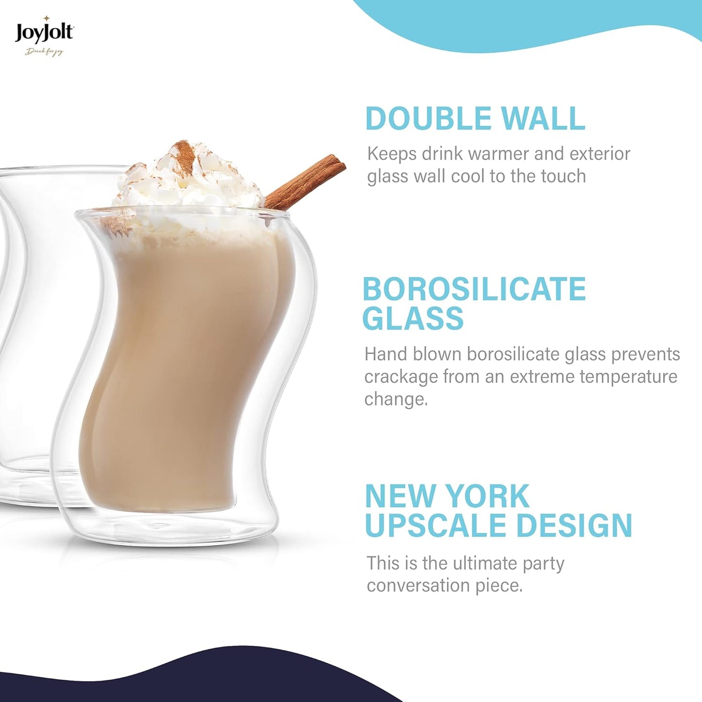 Pivot Set of 2 Double Insulated Tumblers – 13.5 oz Elegant Glasses for Coffee, Tea & Cold Beverages