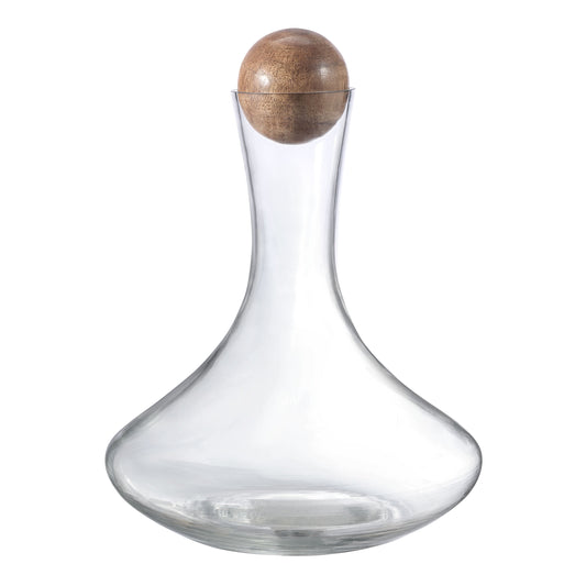 Glass Wine Decanter with Wooden Sphere Stopper – 85 oz Capacity