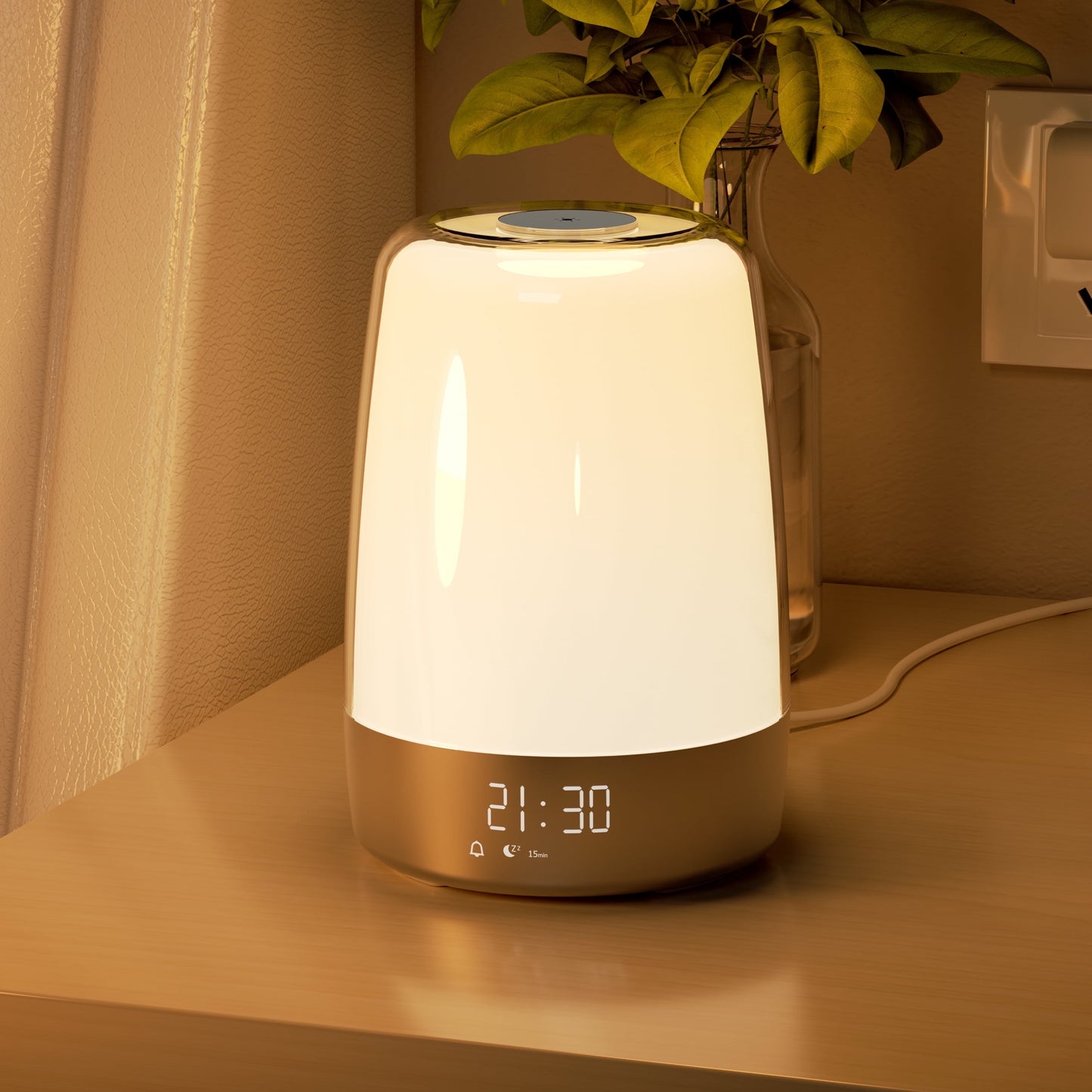  Sunrise Wake-Up Alarm Clock – RGB Bedside Lamp with 3-Level Dimmable Light, Digital Display for Heavy Sleepers