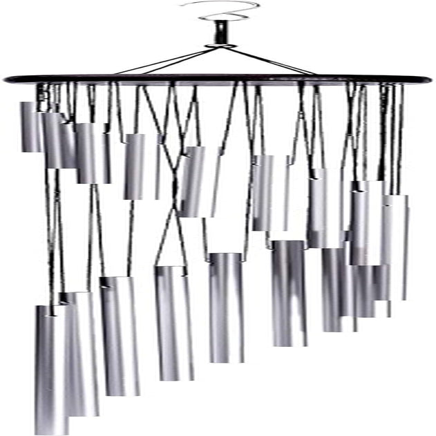 Large 36" Silver Aluminum Alloy Wind Chimes – 18 Tubes with Hooks for Patio Decor