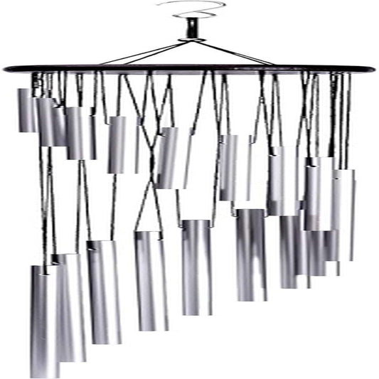 Large 36" Silver Aluminum Alloy Wind Chimes – 18 Tubes with Hooks for Patio Decor