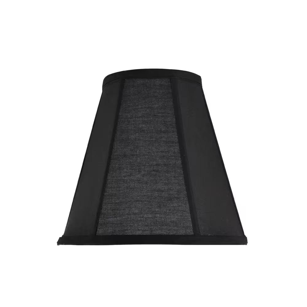 10" x 9.5" Black Hexagon Bell Lamp Shade – Vertical Piping Detail