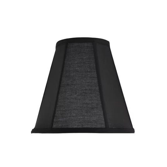 10" x 9.5" Black Hexagon Bell Lamp Shade – Vertical Piping Detail
