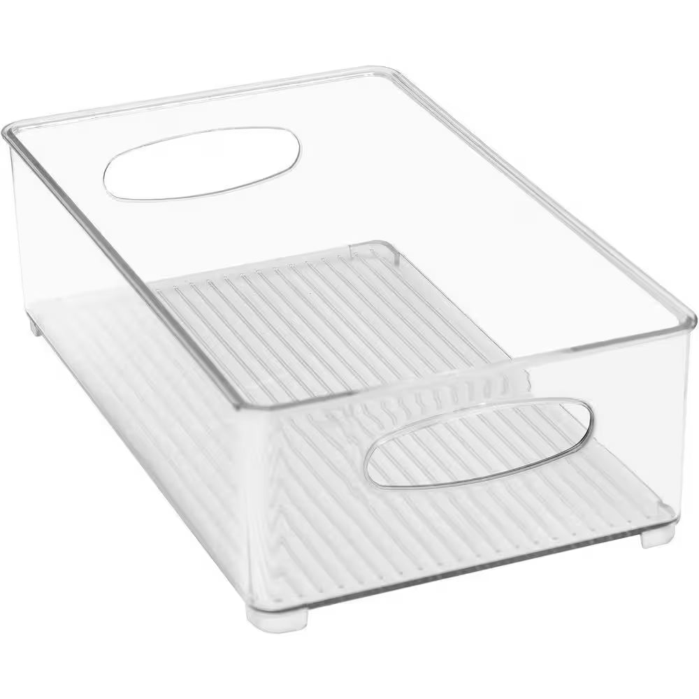 6 Pack Clear Plastic Storage Bins for Fridge and Pantry Stackable Organizer Set