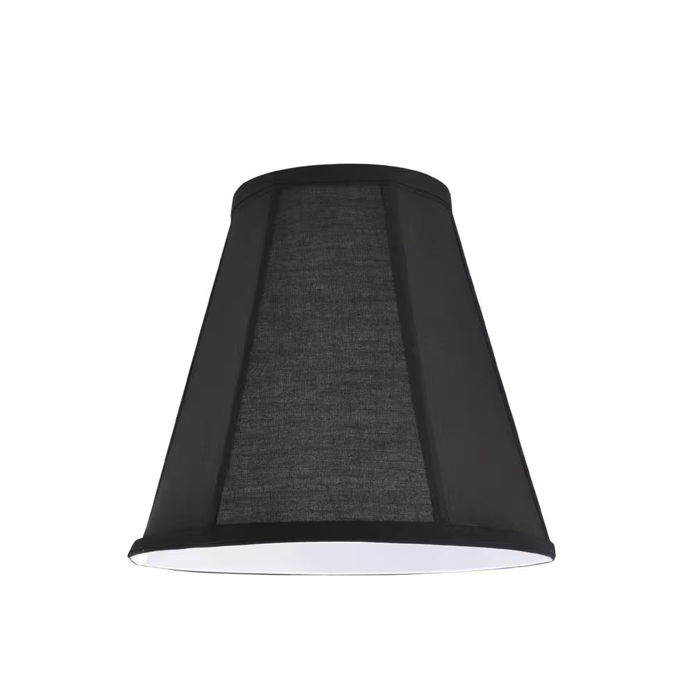 10" x 9.5" Black Hexagon Bell Lamp Shade – Vertical Piping Detail