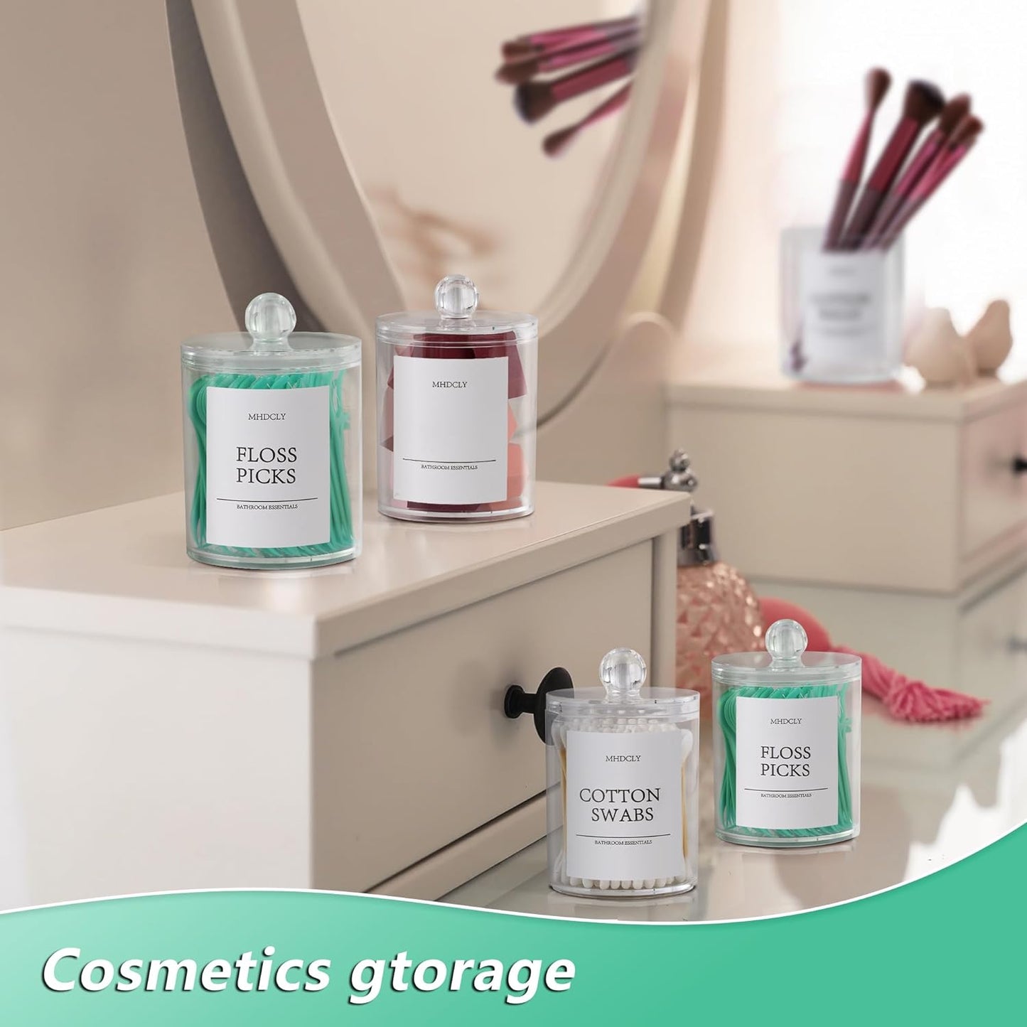 4-Pack Bathroom Organizers and Storage Accessories – Q-tip Holders and Decorative Storage Solutions for Bathroom 