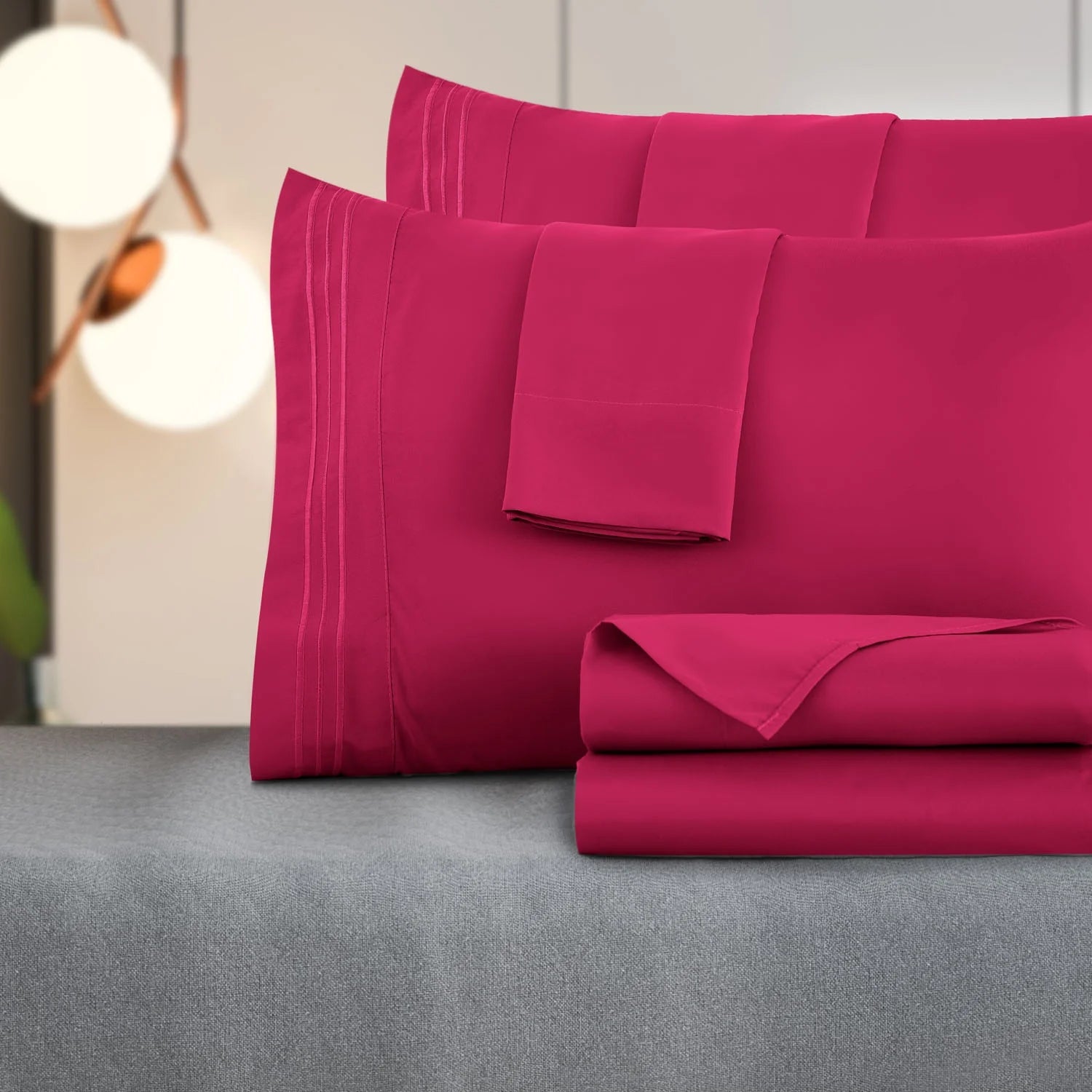 Lux Decor Collection Twin Size Bed Sheet Set – Soft Brushed Microfiber, Deep Pocket, Wrinkle-Resistant, Burgundy