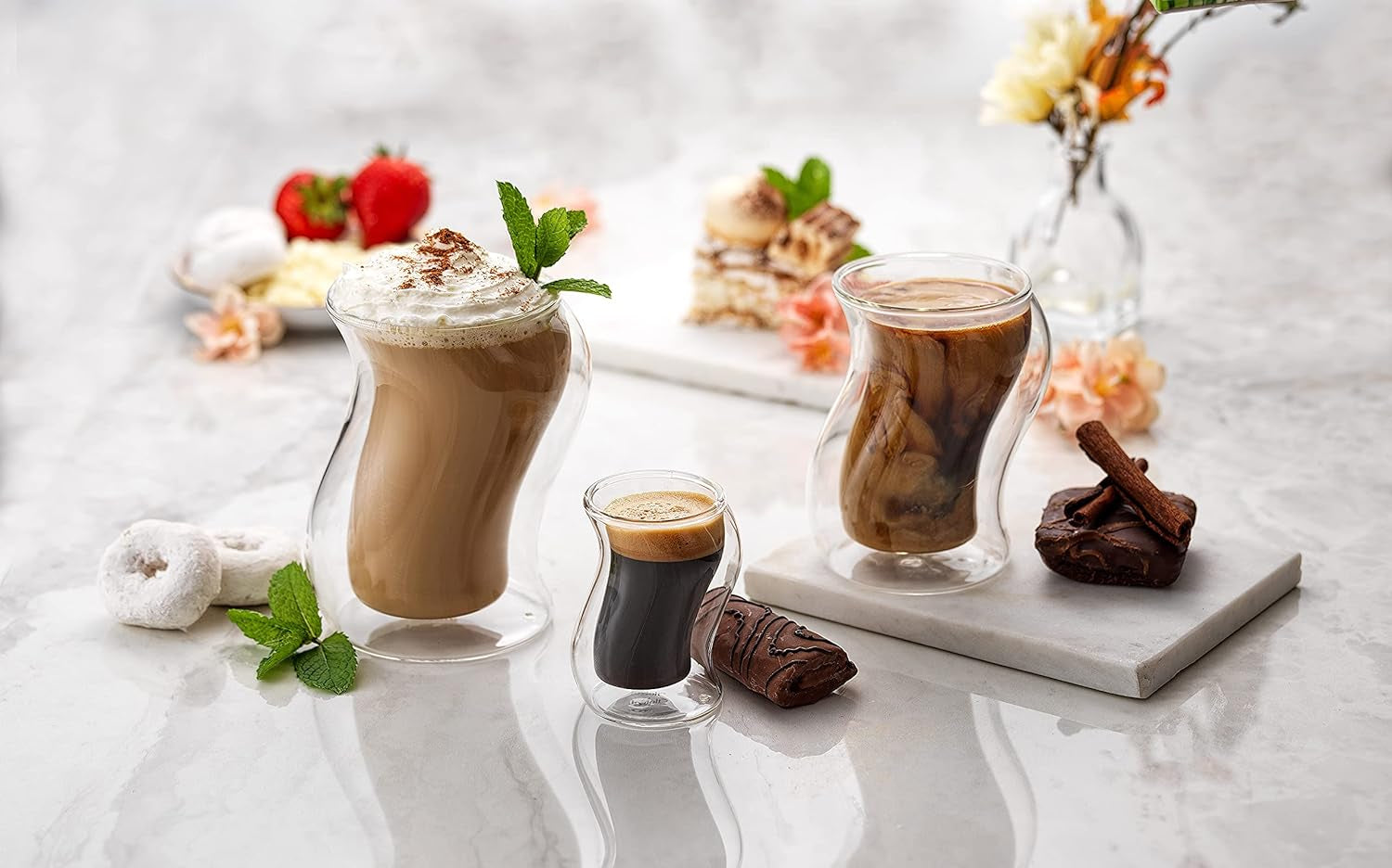 Pivot Set of 2 Double Insulated Tumblers – 13.5 oz Elegant Glasses for Coffee, Tea & Cold Beverages