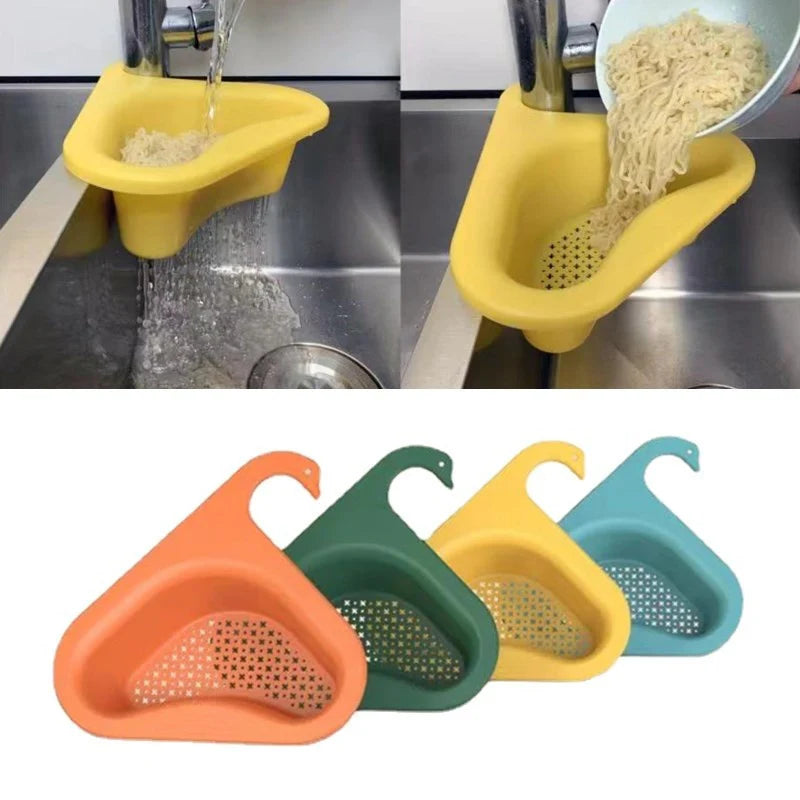 Household Sink Hanging Fruit and Vegetable Filter Water Drain Basket Kitchen Dry and Wet Separation Swan Drain Basket